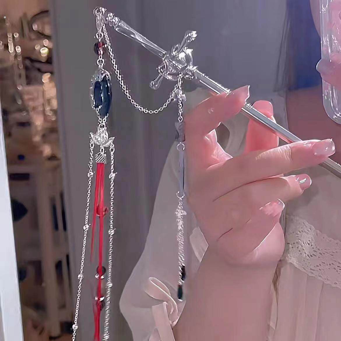 清冷新中式剑簪发簪高级古风盘发簪子步摇流苏汉服发饰头饰配饰品