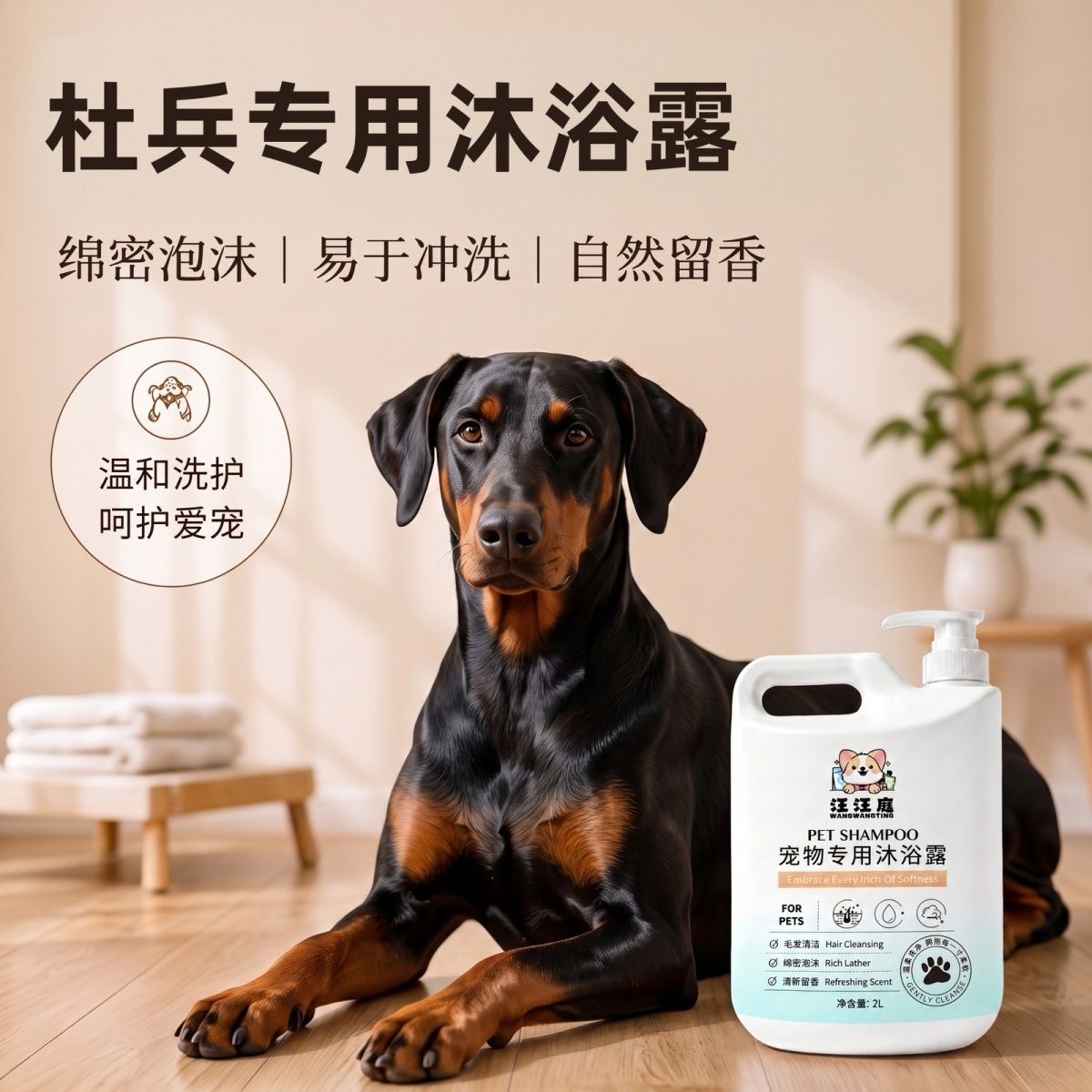 杜宾犬专用沐浴露狗狗香波宠物必备用品留香大桶二合一洗澡清洁液