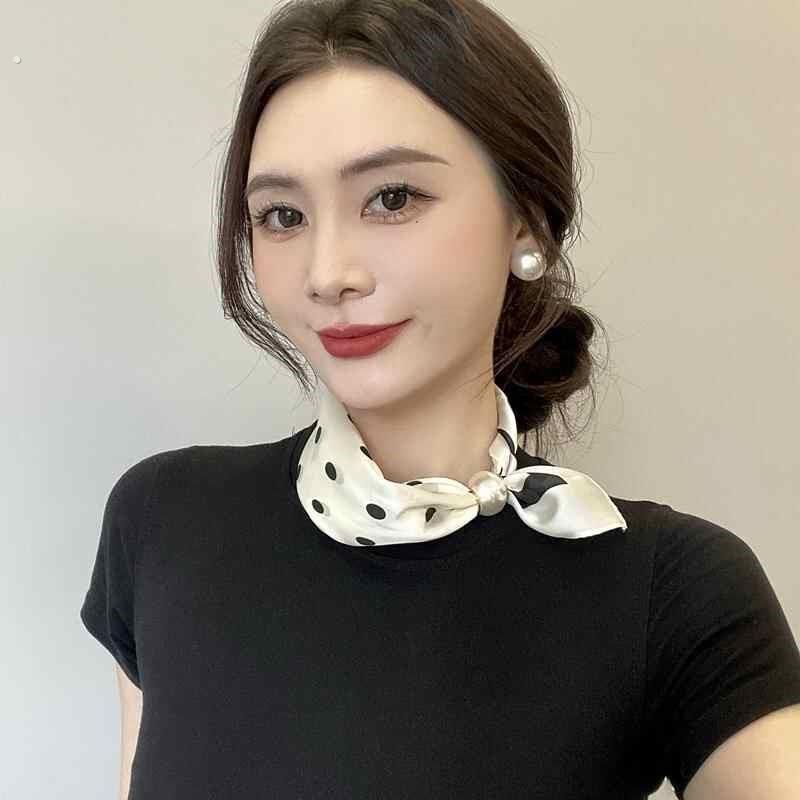 2025新款春夏季薄款珍珠项炼磁吸扣懒人丝巾女吊坠围脖锁骨链丝巾
