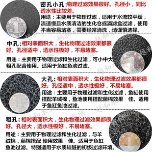 黑色生化过滤棉鱼池鱼缸水族箱过滤材料加厚小中大粗孔包邮 越和