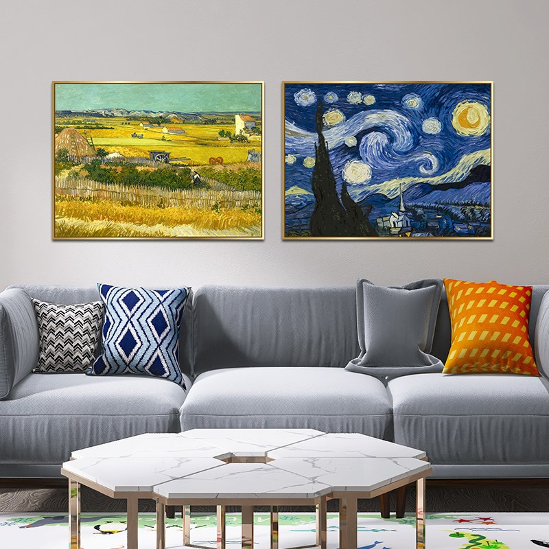 梵高丰收油画世界名画客厅装饰画餐厅星空挂画卧室沙发背景墙壁画