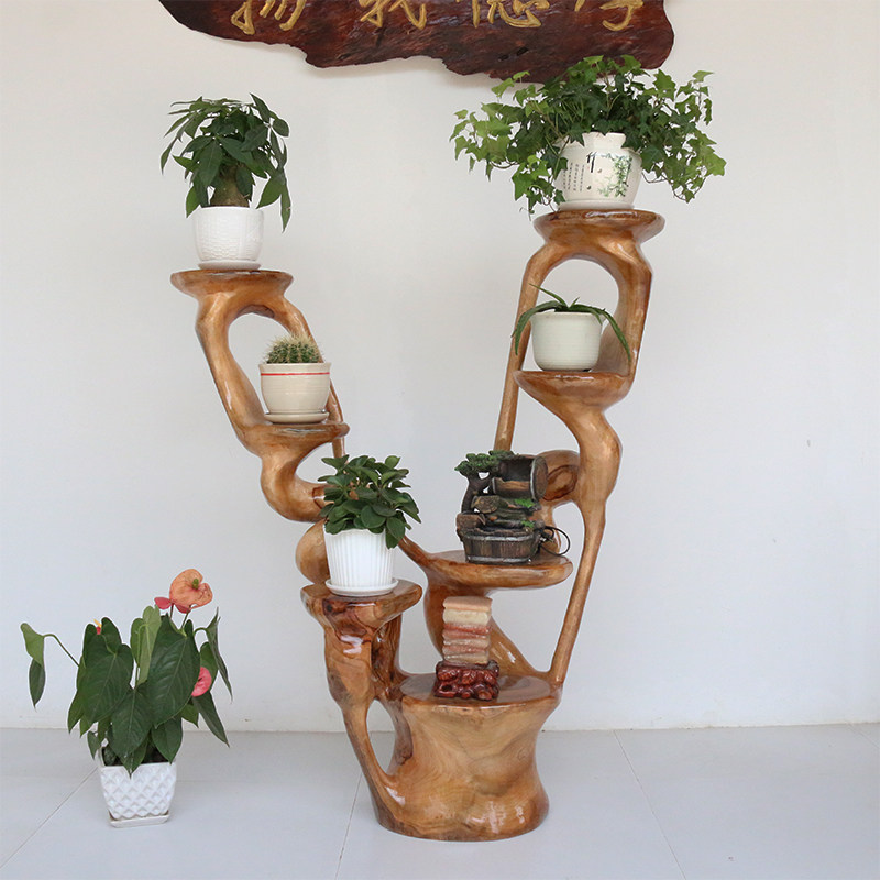 根雕花架摆件 原木花架 天然精品盆景架子 石头架 置物架家居摆设
