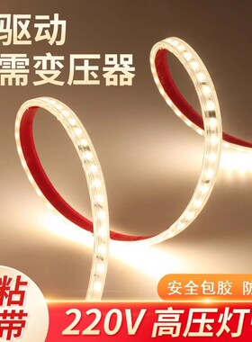 220V防水灯带LED灯带绕树防水自粘灯带户外防雨包邮
