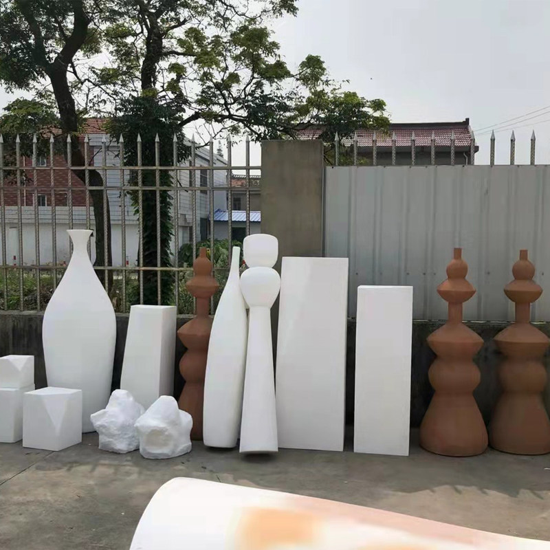 侘寂风婚礼道具极简花瓶泡沫雕塑婚庆背景墙泡雕 婚礼路引 罗马柱