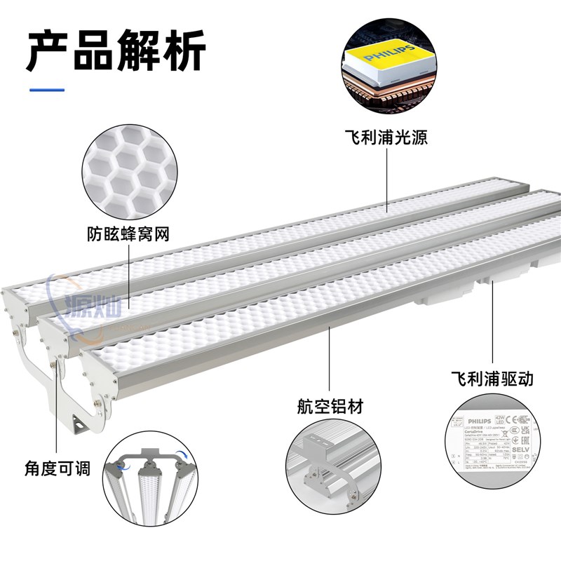 led长条灯工厂车间汽车修理工业厂房仓库吊灯超亮防眩目球馆照明