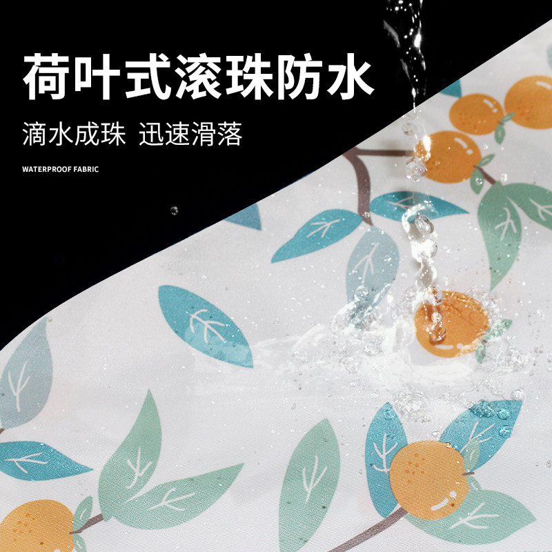 涤纶浴帘浴室防水防霉伸缩杆高档淋浴冲凉房洗澡隔断帘子挂钩隔水图片