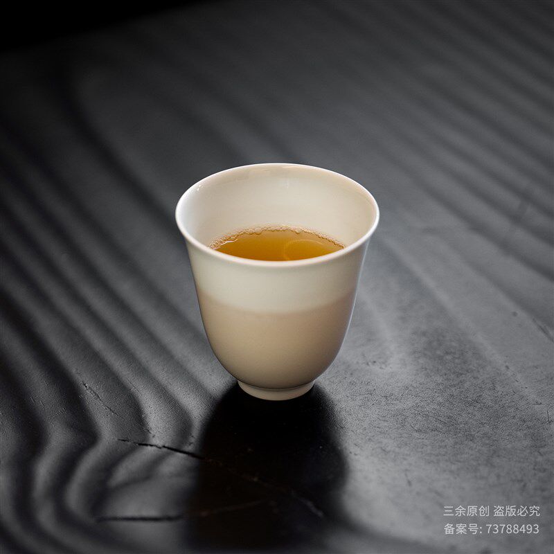 原矿白瓷【温润如玉】景德镇陶瓷茶杯主人杯单杯手工茶壶盖碗高档