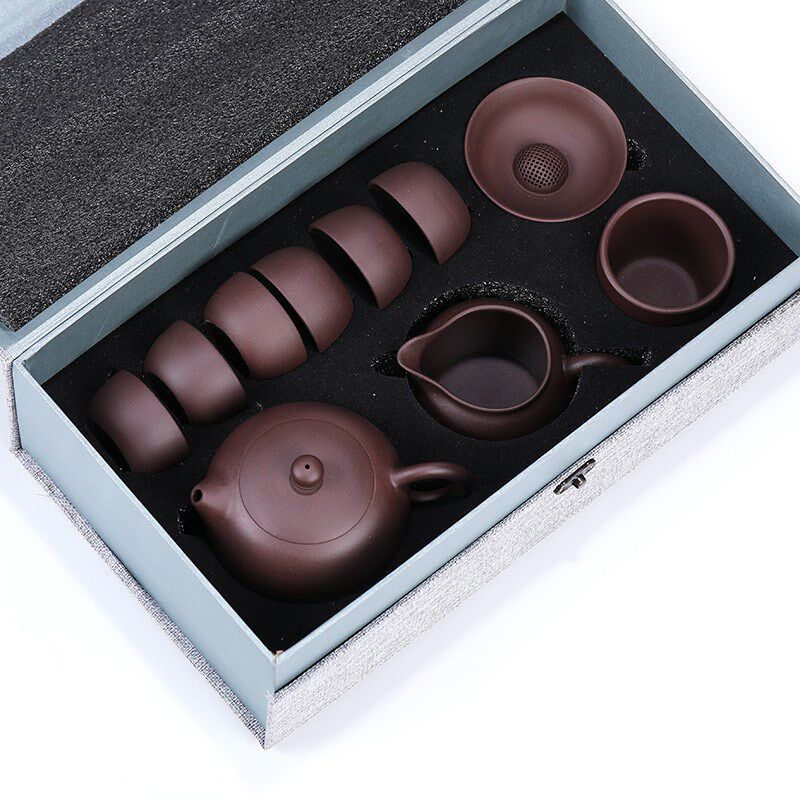 中国宜兴原矿功夫茶具家用西施茶壶紫砂壶套装高档纯手工泡茶专用