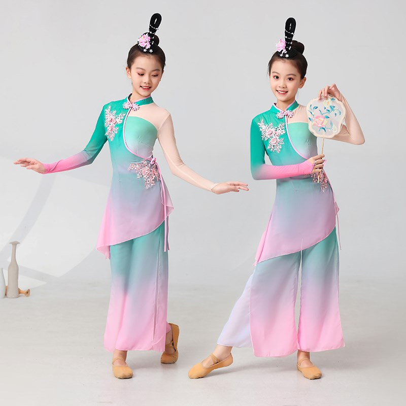 儿童古典舞胶州秧歌舞蹈服飘逸扇子舞伞舞中国舞剧目艺考表演服装