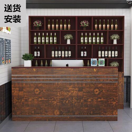 饭店收银台酒柜组合餐饮餐馆餐厅烧烤一体火锅复古酒水展示柜吧台