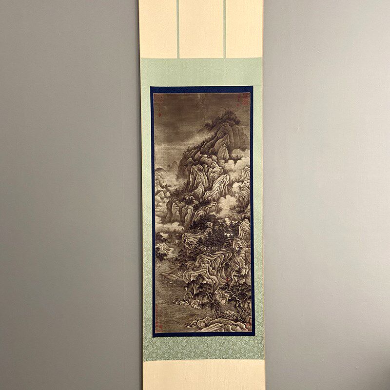 湖山春晓图 新中式山水画玄关装饰画国画古书画山水挂画 南唐巨然