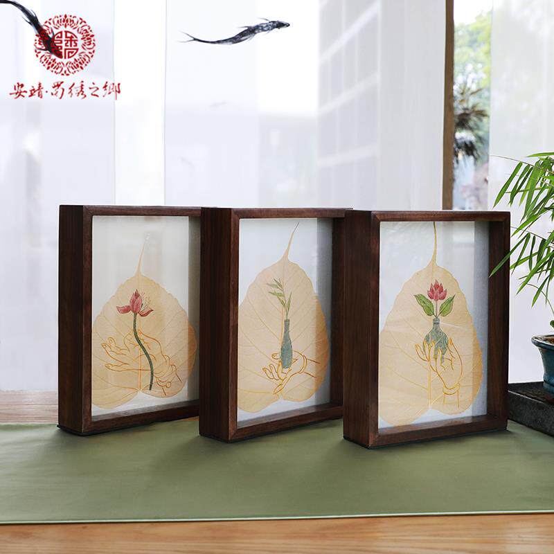 非遗蜀绣手工艺礼品中国风莲花图案双面绣装饰摆件四川特色礼物