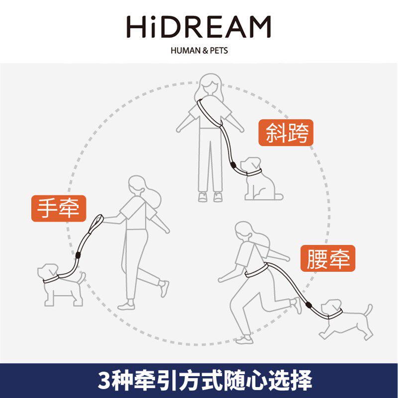 狗狗牵引绳解放双手多功能缓冲斜挎小中大型犬柯基法斗绳遛狗神器
