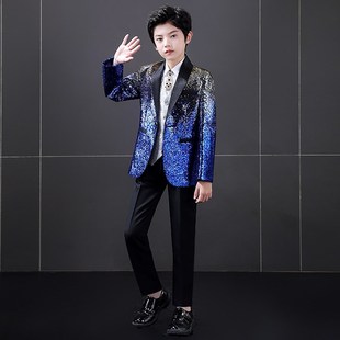 儿童西装套装2024新款英伦花童男童礼服主持人服装钢琴走秀演出服