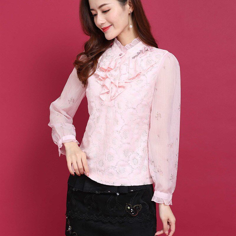 88210漫璐亚迪新款蕾丝衫淑女修身衬衫上衣