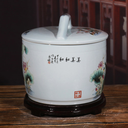 景德镇陶瓷米缸10斤20斤30斤家用米桶防虫密封面粉缸腌菜缸水油缸