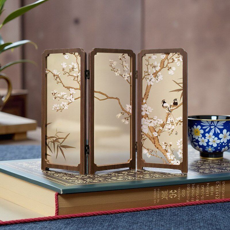 母亲节礼品小屏风摆件桌面装饰品生日礼物花鸟竹子茶台边柜摆画