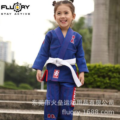 甄选FLUORY火垒巴西柔术道服女可爱刺绣BJJ GI柔道服勇气训练服儿