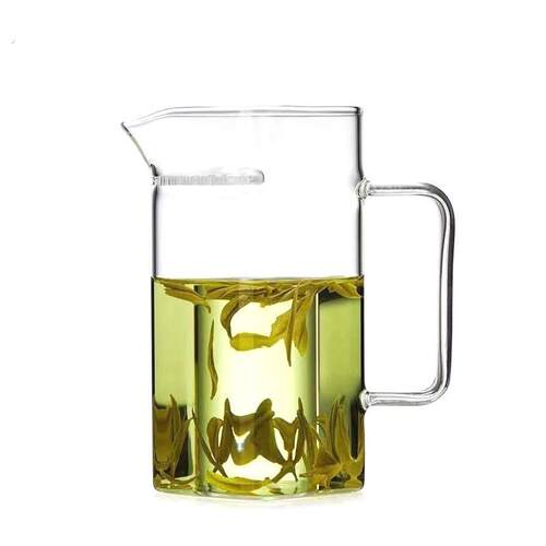 加厚玻璃公道杯绿茶泡茶器泡茶壶耐热方形月牙过滤茶漏一体分茶器