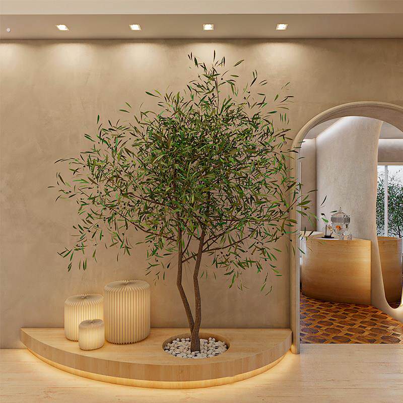 仿真绿植室内橄榄树景观仿生植物假树美容院服装店铺走廊装饰摆件