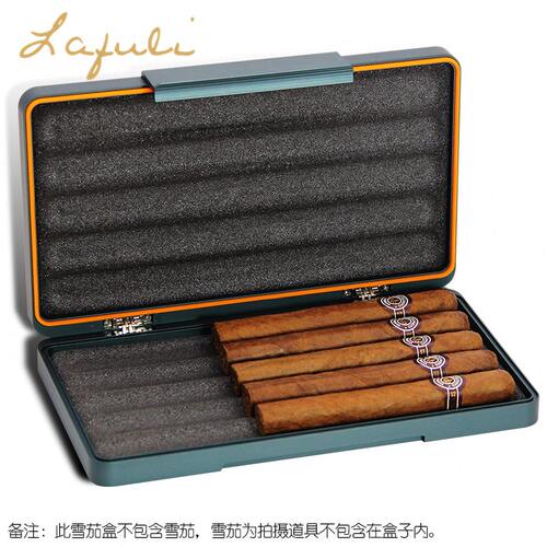 甄选Lafuli雪茄盒 轻薄铝制31MM雪茄保湿盒便携式铝镁合金5位储存