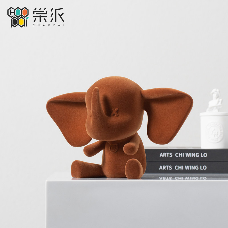 现代创意植绒厅飞象摆件卡通软装家居客小儿童房酒店样板饰装间品