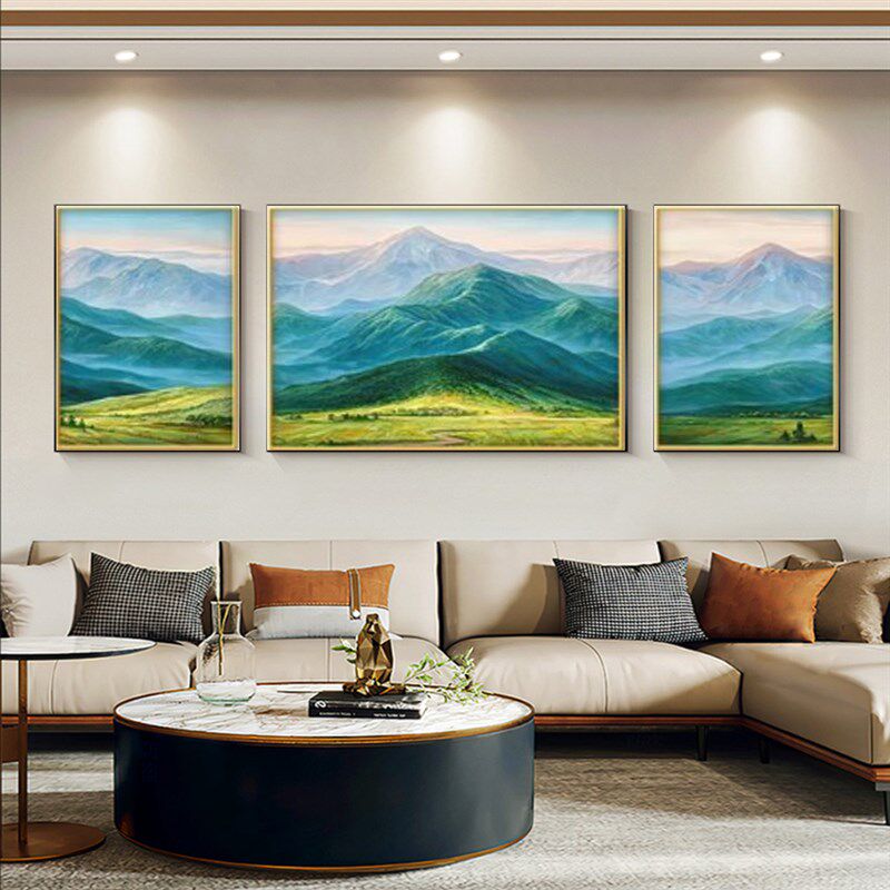 巨气山装饰画青山图靠山图客厅沙发画景墙大人背有山无水挂画西墙