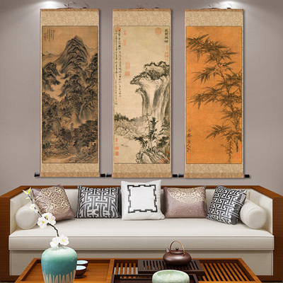 元代清代五代丝仿画丝装画黄公望挂画绢饰画山水绸古画山水国画