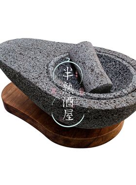 天然大理磨捣蒜器捣药罐压老器石臼子家用手动蒜式蒜泥研石器棒子