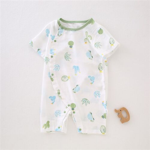 新生婴儿儿衣服夏季竹棉纱布三个月宝宝透气空调服竹纤维连体衣夏