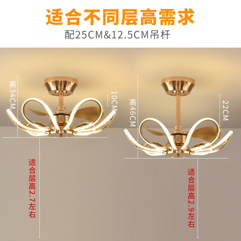 饭厅吊扇灯吊扇灯客厅大风力吊灯带风扇家用一体智能离线语音吊扇