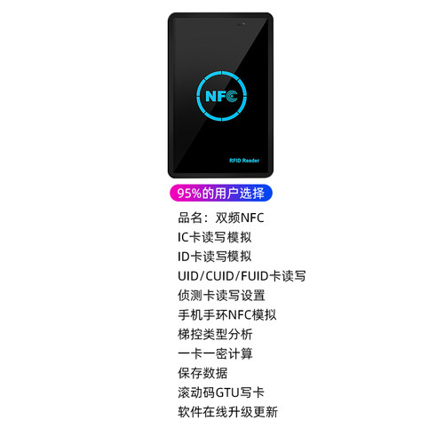门禁卡读写器nfc一键解码模拟配卡器ic id电梯小区门卡读卡器