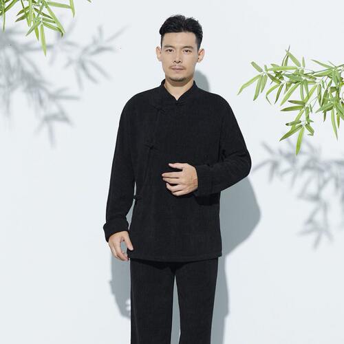 甄选23新款士国风套装禅服茶服装国学服立领长袖手工盘扣中式6579