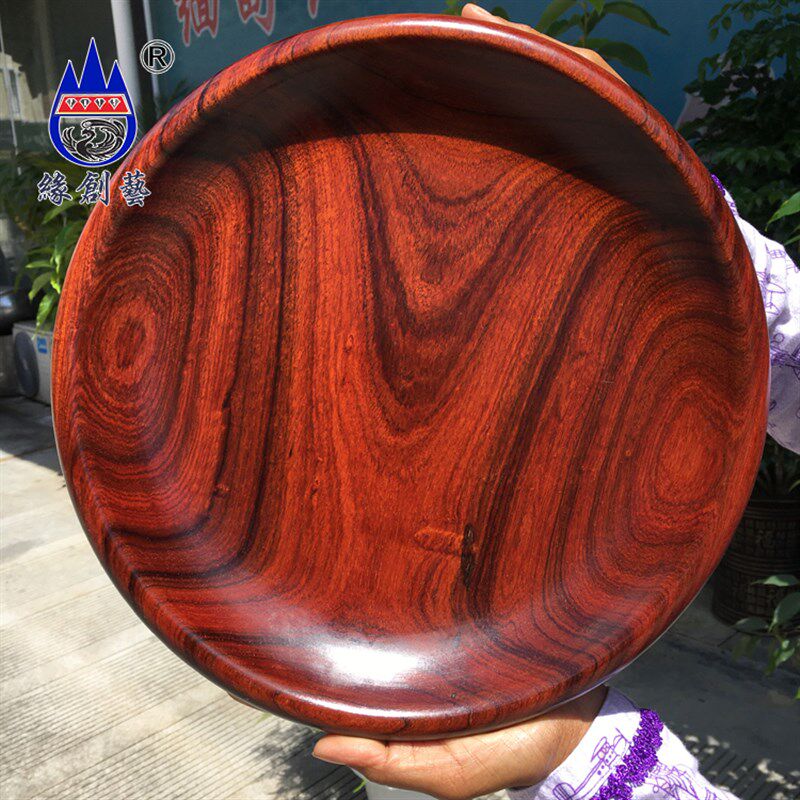 红木果盘精甸花梨瓜果碟子茶品木纹大果紫檀整木料缅杯托盘