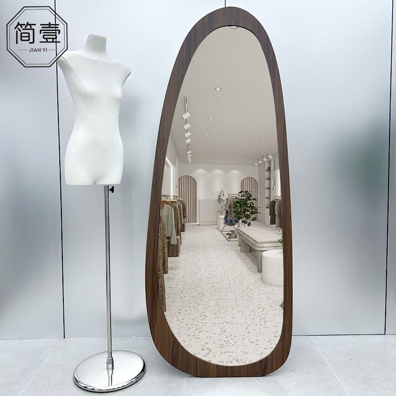 吉不欧简室风异形全身穿衣镜黑色品规则艺术卧约家用落地试衣镜子