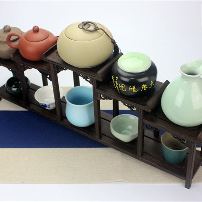 鸡翅木茶壶茶具架多宝架花瓶盆景实木架工艺品摆件多层置物架底座