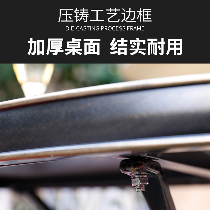 藤朝仿大理石桌子铸铝单桌庭院花园露天餐桌欧式餐台户外别墅家具