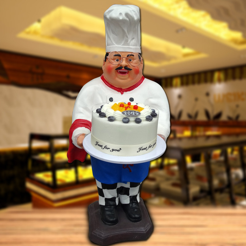 蛋糕店装饰品开业礼品饭店门口吧台迎宾厨师公仔人物模型摆件创意