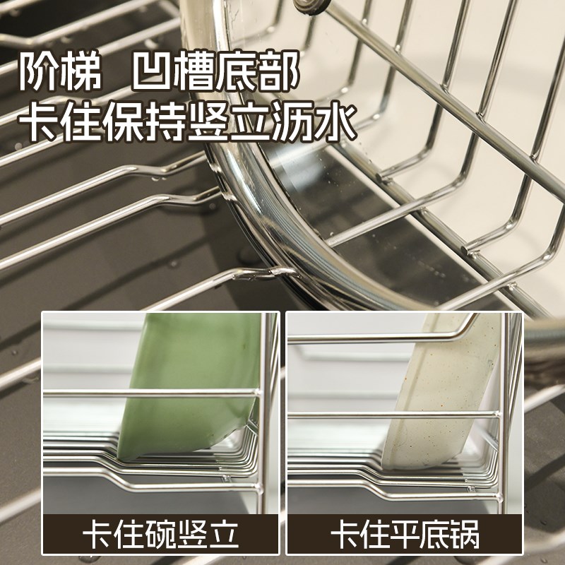 304不锈钢厨房沥水碗架家用碗筷沥水篮洗碗水槽窄边放碗收纳架子