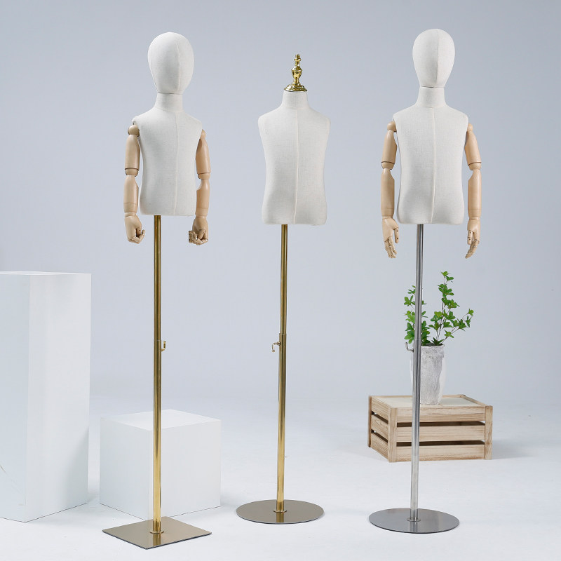 儿童模特道具半身橱窗展示架全身男女小孩童装店包布铁底座假人台