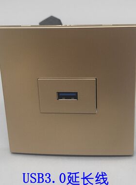 香槟金86型 一位3.0USB延长线面板单口直头对接数据延长线插座
