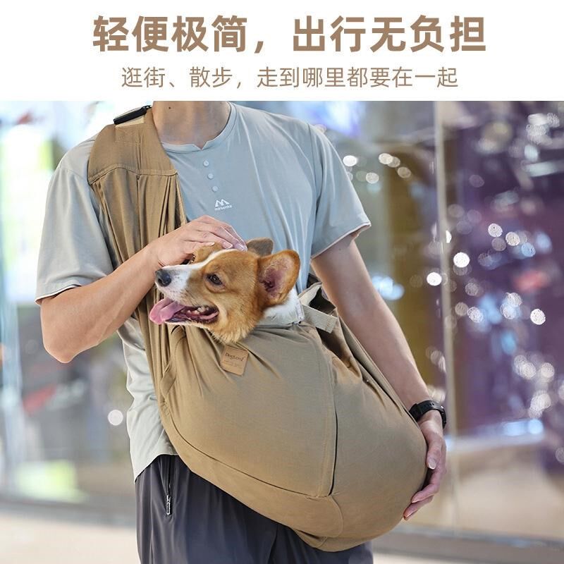 狗狗外出便携背包中型大型犬泰迪柯基宠物胸前复古透气单肩斜挎包