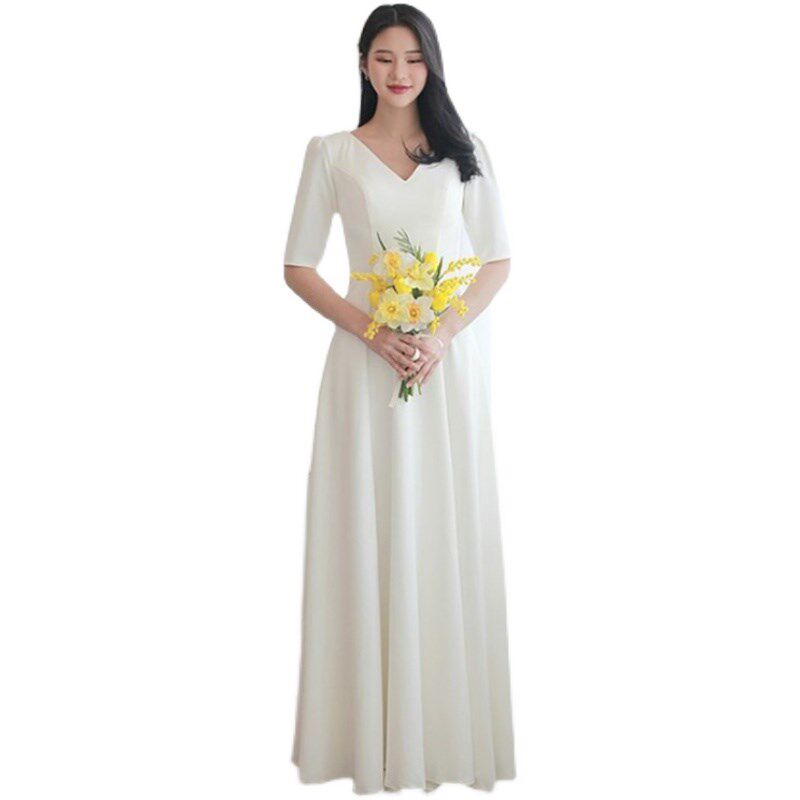 大码婚纱户外旅拍胖MM结婚登记领证显瘦白色晚礼服加大加肥200斤