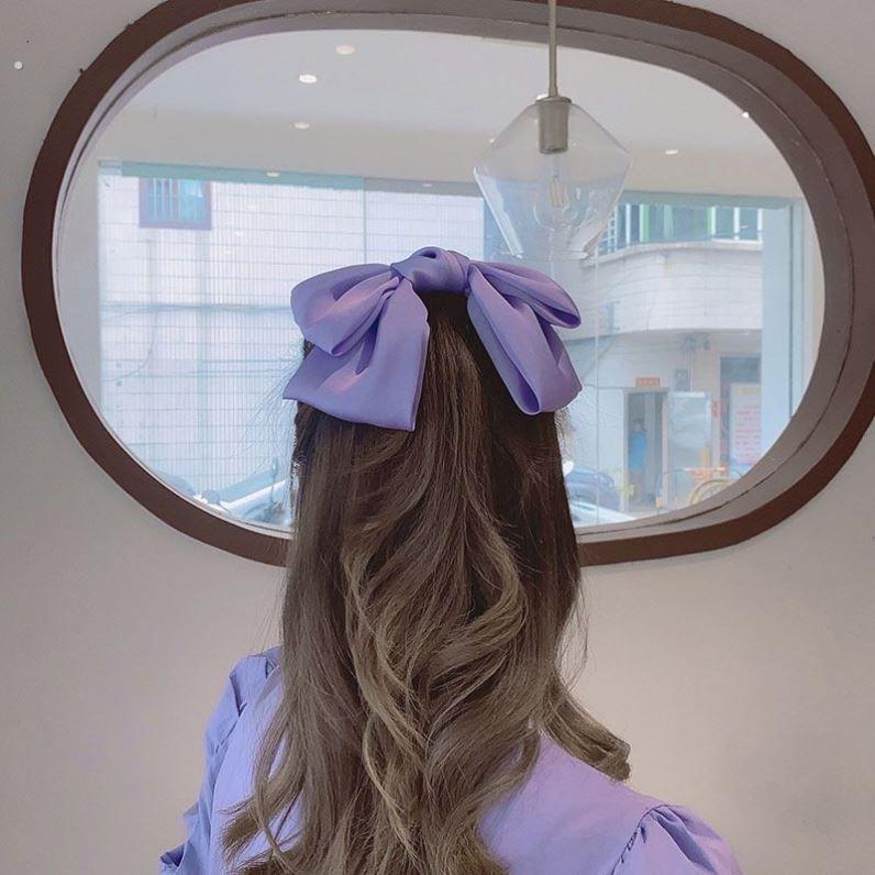 紫色发夹日系香芋紫色大蝴蝶结发夹后脑勺网红头饰发夹发夹少女弹