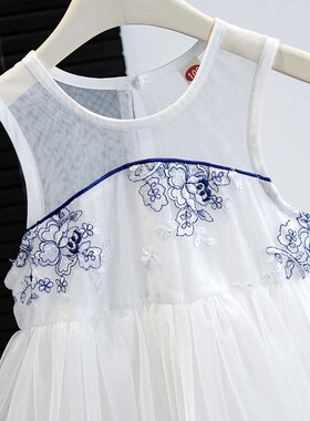 女童新中式改良版旗袍裙夏季白色连衣裙宝宝中国风复古盘扣背心裙