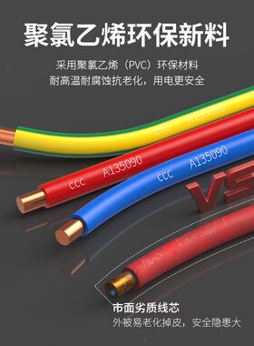 BV国标纯紫铜芯1.0 1.5 2.5 4 6 10平方家用电线电缆家装单芯