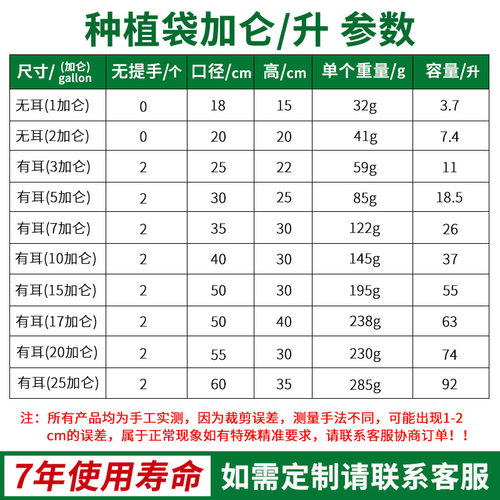 毛毡种植袋grow bag无纺布育苗袋加厚美植袋植树袋营养植物袋