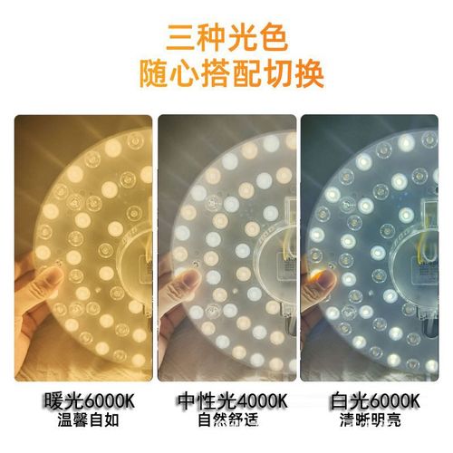 卧室房间led吸顶灯芯带磁铁通用圆形超亮厨房12W24W36W三色灯盘