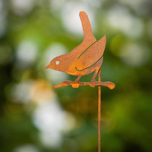 小鸟花园花插摆件金属地插花盆插件铁艺户外园艺装饰