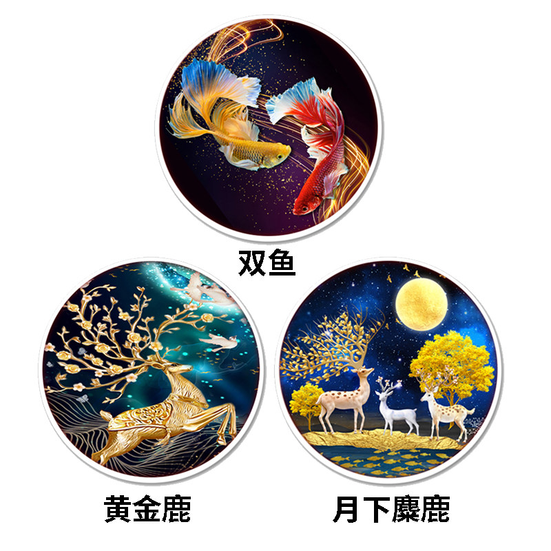 2021新款十字绣小件线绣年年有余发财鹿梅花鹿简单挂件圆框免装裱